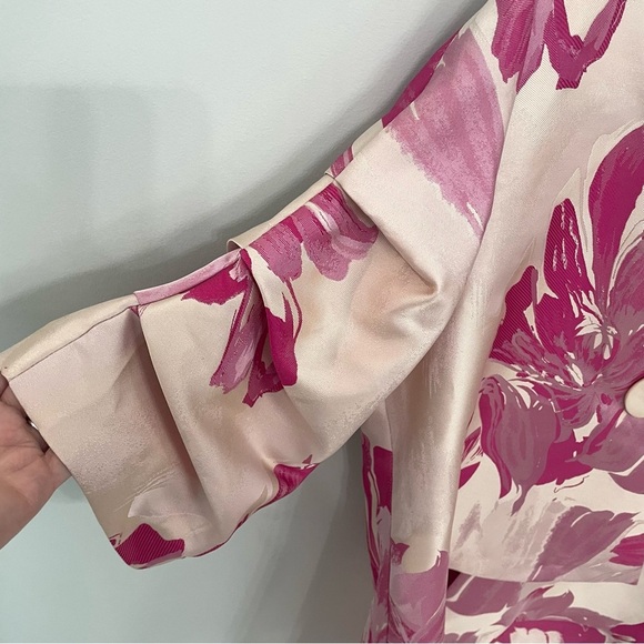 Joseph Ribkoff Pink Floral Woven Jacquard Swing Jacket Size 12 Large Luxury 23 - Picture 4 of 7